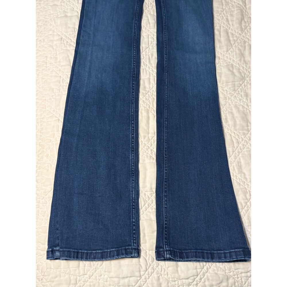 Burberry Brit Bootcut Jeans Womens 27 Blue Chelsea Beaded Knight Logo Denim - Picture 5 of 13